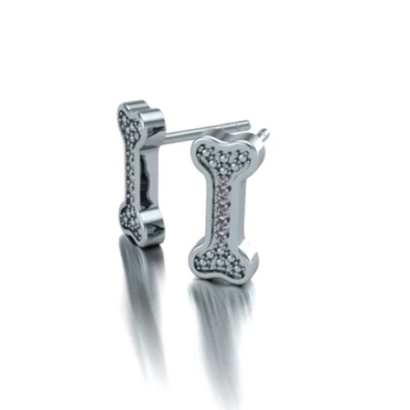 Natural Diamond Dog Bone Earrings - Picture 6 of 10